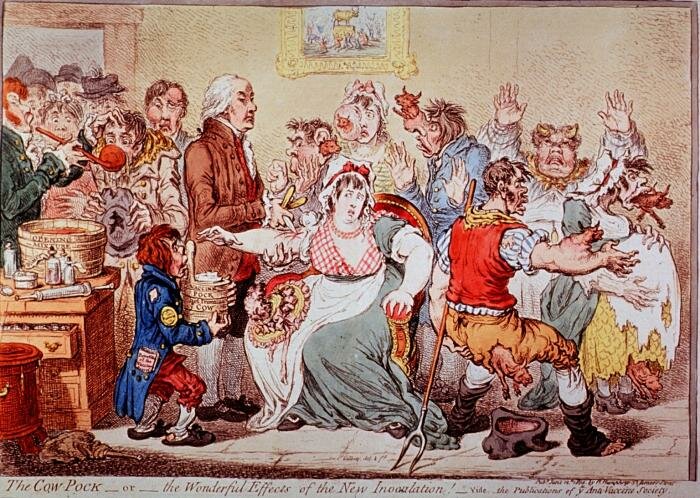  satirischen Gemälde aus dem Jahr 1802 darstellt Impfung Ängste