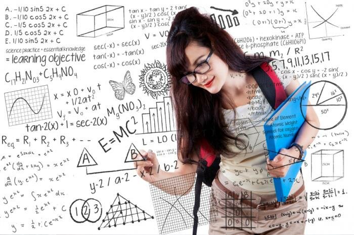  Nerd -Mädchen tun math